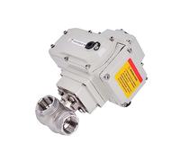 Robinet à tournant sphérique motorisé trois voies, 1/2 pouces, DC24V AC220V, en acier inoxydable, Type Q941/45F-16P T/L, robinet électrique filetage femelle(24VDC-L TYPE)
