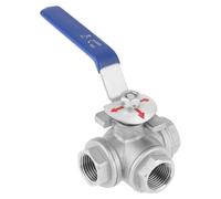 Robinet à trois voies, DN15 (1/2 pouce), en acier inoxydable, type T