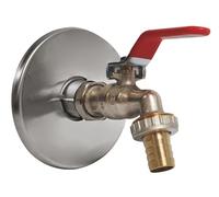 Robinet arrosage orientable 15/21-20/27 + rosace de finition laiton chromé | Récupérez facilement votre eau de pluie grâce à ce kit complet avec robinet orientable étanche.