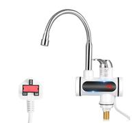Robinet avec Chauffe-Eau Instantané, 3000W Robinet Électrique de Cuisine, 30-60℃ Réglable, Robinet LED 360° Pivotant, Eau Chaude et Froide pour Cuisine, Jardin, Caravane, Classe Énergétique B.