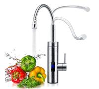 Robinet avec chauffe-eau instantané, robinet 360°, chauffe-eau instantané 3000 W, robinet en acier inoxydable avec affichage de la température LCD pour cuisine, jardin et caravane (A)