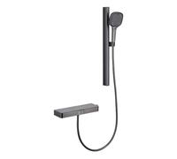 Robinet Baignoire Cascade avec Douchette a Main Split Mitigeur Bain Douche Mural Entraxe 150 2 Becs,Gris Pistolet