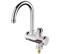 Robinet Chauffe-eau Instantané Ac220v à Affichage Numérique | Acier Inoxydable et Abs, Eau Chaude et Froide, Usage Bassin Cuisine, Finition Argenté
