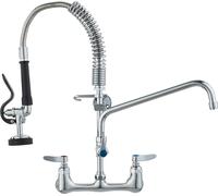 Robinet commercial VEVOR avec douchette de pré-évier, robinet de cuisine hauteur 53 cm, bec pivotant 30,5 cm, robinet d'évier de cuisine pour montage mural, appareil en laiton avec douchette extractib