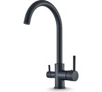 Robinet cuisine 3 voies Ari Linko, bec pivotant 360 degres, raccord pour filtre a eau, noir