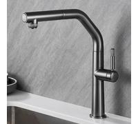 Robinet Cuisine 3 Voies avec Douchette Extractible Robinet Osmoseur 3 Voies Laiton Pivotant Adapté Aux Cuisines Domestiques Où Des Purificateurs D'Eau Sont Installés-Gris