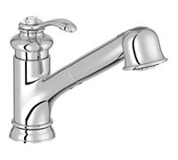 Jacob Delafon - Mitigeur d'Évier de Cuisine Fairfax - Design Rétro - Douchette Extractible 2 Jets Économe en Eau - Bec Pivotant sur 90° - Hauteur sous Bec 15,10 cm - Finition Chrome - E76091-CP