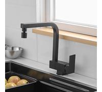 Robinet Cuisine Rabattable sous Fenetre Mitigeur Cuisine Pivotant Eau Froide et Chaude Laiton-Noir