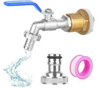 Robinet Cuve 1000l, 3/4" Adaptateur de Réservoir en Alliage d'aluminium, Robinet de Jardin avec Adaptateur en Laiton, Accessoire pour Cuve IBC pour Robinets de Jardin (Bleu)