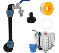 Robinet Cuve 1000l Col De Cygne 3/4",2 in 1 Adaptateur Cuve 1000l,Robinet Recuperateur Eau De Pluie,Vanne pour Reservoir Eau 1000 litres Exterieur,Accessoires pour tonneau de Pluie