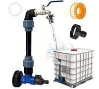 Robinet Cuve 1000L,Raccord Cuve 1000 litres,Robinet IBC Col de Cygne de Cuve,2 In 1 Adaptateur de Réservoir IBC S60x6,Filetage Grossier 3/4'' Raccord,pour réservoir d'eau