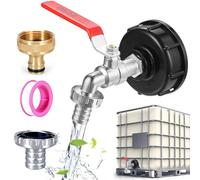 Robinet Cuve 1000L Robinet IBC Adaptateur Robinet Cuve Plastique Robinet | Recuperateur eau de Pluie S60x6 à Filetage Grossier Adaptateur en Cuivre 3/4" Robinet de Rechange pour Cuve