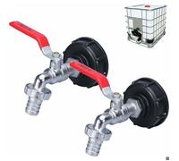 Robinet Cuve 1000L Robinet Recuperateur Eau De Pluie 2 pieces,Adaptateur De Réservoir d'eau IBC 1/2"" Double Robinet en