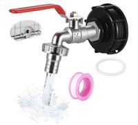 Robinet Cuve 1000L S60x6 IBC, Raccord en Laiton avec Adaptateur Tuyau 1/2", Robinet de Jardin pour Récupérateur d’Eau de Pluie (1 pcs)