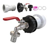 Robinet Cuve 1000l, S60X6 IBC Raccord Robinet, 3/4" D'écoulement Accessoire Réservoir, Adaptateur de Réservoir en Alliage d'aluminium avec Rallonge pour Baril de Pluie
