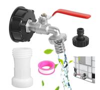 Robinet Cuve 1000l S60x6 IBC Raccord Robinet, 3/4" Robinet d'Écoulement IBC Robinet Cuve Robinet de Jardin avec Adaptateur en Plastique, Robinet Cuve en Alliage de Zinc pour d'adaptateur de Cuve