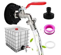 Robinet Cuve 1000L, shallyong S60X6 IBC Raccord Robinet, 3/4" Raccord Cuve 1000 litres, Robinet de Jardin avec Adaptateur en Plastique, pour D'adaptateur de Cuve (iBC-A)