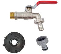 Robinet Cuve IBC 1000L 3/4"", Adaptateur Vidange Réservoir Eau de Pluie Qualité Alimentaire avec Raccord Tuyau Arrosage Durable