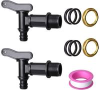 Robinet Cuve Plastique, Lot de 2 Robinet pour Citerne De Pluie avec Ruban PTFE Robinet d'écoulement IBC 3/4"", Robinet de RechangeA