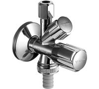 Robinet d'angle combiné Schell 3/8" chromé avec RV, auto-étanche, 1 pièce.