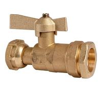 Robinet d'arrêt à boisseau sphérique F 3/4" Ø 20 mm Avant et après compteur d'eau Pour tube PE Huot