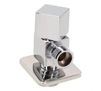 Robinet d'arrêt d'angle en cuivre chromé avec filetage mâle, design triangulaire carré pour robinet mural de bidet, toilettes et lavabos, raccord haute pression quart de tour (argenté)