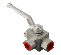 Robinet d'arrêt haute pression 3 voies 500 bar G3/8 acier (T M18 x 1,5) | Design à 3 voies, 500 bar pour pression, G1/4", acier au carbone, convient pour huile et gaz