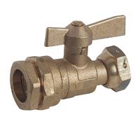 SOMATHERM FOR YOU, Robinet d'arrêt laiton pour compteur d'eau, entrée PE Ø25 mm, sortie écrou tournant 3/4", manette papillon, étanchéité double joint torique, norme ACS