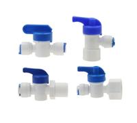Robinet d'arrêt Quick-Fitting Purificateur d'eau RO droit, tuyau OD 1/4 "3/8" 1/2 "BSP, filetage mâle, raccords à connexion rapide, robinet bille, raccord d'osmose inverse, 1 pièces(6.35mm-6.35mm)