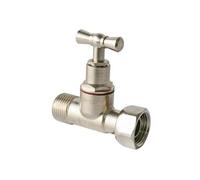 SOMATHERM FOR YOU, Robinet de WC droit en laiton nickelé brut M12/17 avec écrou tournant 12/17, fermeture à potence, remplissage rapide, pression max 6 bars, étanchéité optimale