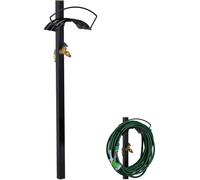 Robinet d'arrosage de jardin Relaxdays avec support de tuyau, 2 raccords 3/4", pour tuyau de 45 m, acier, dimensions 107,5 x 33 x 18 cm, noir