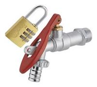 Robinet de à sphère 1/4 tour cadenassable M1/2' (15x21) nez M3/4' (20x27) / NOYON & THIEBAULT - Ø 15 mm + cadenas à combinaison 3 chiffres - 803755 G