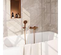 Robinet de baignoire Brauer Copper Edition - ensemble de douche - douchette ronde 3 positions - bouton lisse - PVD - cuivre brossé 5-GK-233
