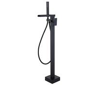 Robinet de Baignoire Cascade Moderne Mitigeur de Douche sur Pied en Laiton avec Pommeau de Douche Noir Mat