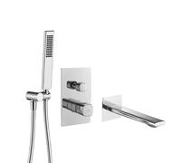 Robinet de baignoire encastré avec ensemble de douche TORES en chrome argenté La