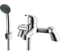 Robinet de baignoire et de douche avec pieds en colonne, finition chrome, mitigeur à deux leviers, en laiton massif