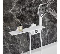 Robinet de Baignoire Mural Cascade Mitigeur de Douche Blanc Mitigeur avec Affichage Numérique Led Robinet Mural avec Douche