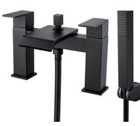 Robinet de baignoire noir, design carré, mitigeur, monobloc