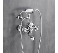 Robinet de baignoire rétro avec double poignée, robinet mitigeur bain/douche pour décoration de salle de bain classique