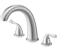 Robinet de baignoire romain, robinet de baignoire à cascade à 3 trous, ensemble de robinets de baignoire à col de cygne avec 2 poignées, ensemble de robinets de baignoire à montage sur plan pour le ba
