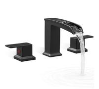 Robinet de baignoire romaine à effet cascade, en laiton, 3 trous, 15 à 40 cm, robinet de baignoire noir à haut débit, ensemble de robinetterie à 2 poignées, robinet de baignoire à entraxe large, mon