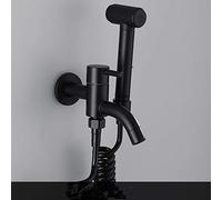 Robinet de Bidet de Toilette avec pulvérisateur à Main, Pistolet pulvérisateur pour Salle de Bain, étagère, Pomme de Douche, Robinet de Bidet en Laiton Noir - (Couleur : Style 2)