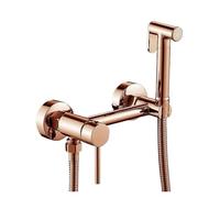 Robinet De Bidet En Laiton Avec Support, Mitigeur Douche Et D'eau Chaude/froide, Douchette WC Murale, Accessoires Salle Bain Haute Pression D'Eau(Rose Gold)