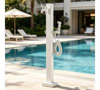 Robinet de colonne d'eau en acier inoxydable, tuyau antigel, carré blanc, bouche d'eau extérieure, pilier d'eau debout de jardin avec pistolet pulvérisateur