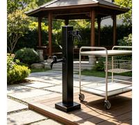 Robinet de colonne d'eau extérieur autoportant, support de tuyau de jardin, bouche d'incendie montée au sol avec robinet à double sortie et pistolet de pulvérisation(Style 4,Height: 60cm/23.6in)