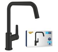 Robinet de cuisine, 1 trou, finition noir mat, 310 mm, système de fixation rapide QuickMount
