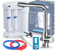 Robinet de cuisine 3 voies Aquaphor Morion avec osmoseur intégré, bec pivotant à 360°, deux sorties d eau, chromé