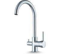 Robinet de cuisine 3 voies Ari Linko bec pivotant 360 degrés, raccord pour filtre à eau, cartouche céramique, chromé