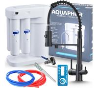 Robinet de cuisine 3 voies Ari Morion avec filtre à eau Aquaphor, douchette extractible, bec pivotant, noir mat