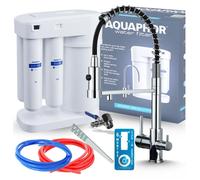 Robinet de cuisine 3 voies Ari Morion avec filtre à eau, douchette extractible, bec pivotant, chromé